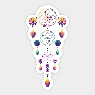 Dream Data Catcher Triple Tier | Rose Curves Circles White Sticker